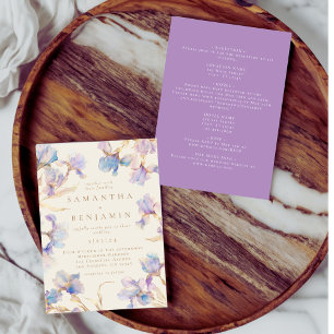 Elegante Boho Iris Todo En Una Invitación De Boda