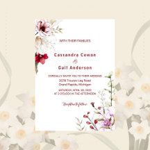 Elegante Boho Maroon Flower Wedding Invitación