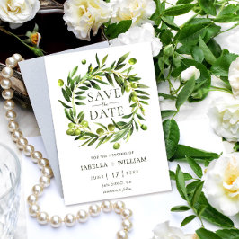 Elegante Boho Olivo Guardar la tarjeta Boda de fec