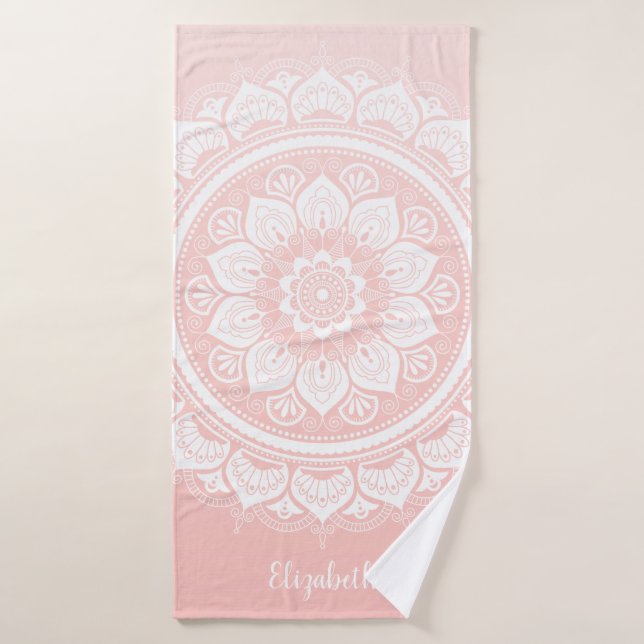 Elegante Boho Pink Mandala (Toalla de baño)