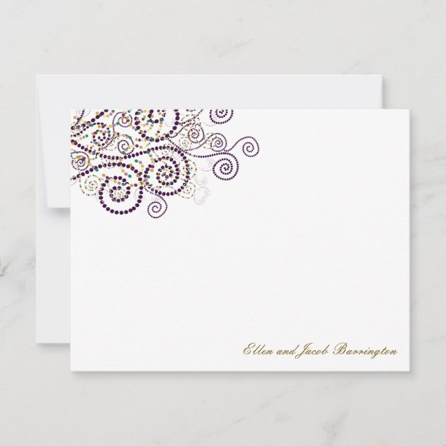 Elegante Boho Purple Spiral Boda Gracias Tarjeta (Anverso)