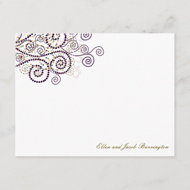 Elegante Boho Purple Spiral Boda Gracias Tarjeta (Anverso)