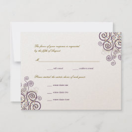 Elegante Boho Purple Spirals Boda Tarjeta RSVP