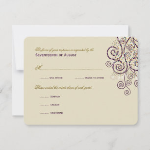 Elegante Boho Purple Spirals Boda Tarjeta RSVP