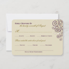 Elegante Boho Purple Spirals Boda Tarjeta RSVP