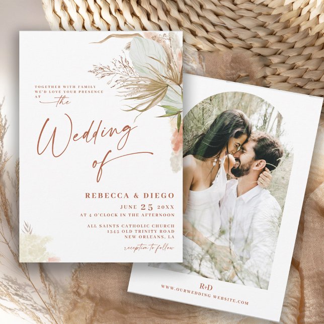 Elegante Boho Rústico Invitación a la Boda Moderna (Subido por el creador)