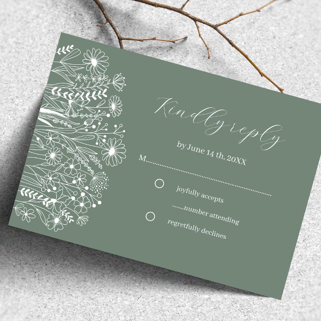 Elegante Boho Sage Green Wedding RSVP (Subido por el creador)