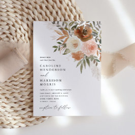 Elegante Boho Terracotta Invitación a la Boda Flor