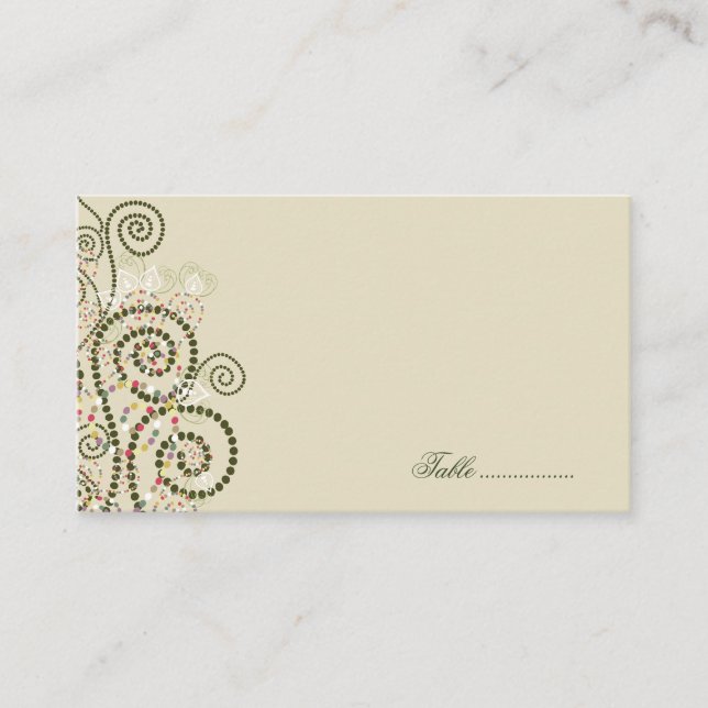 Elegante Boho verde espiral Boda tarjetas de plaza (Anverso)