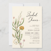 Elegante Boho Wildflower Bridal Shower Invitación
