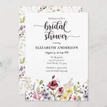 Elegante Boho Wildflower Bridal Shower Invitación