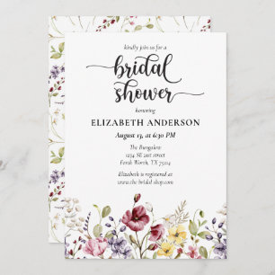 Elegante Boho Wildflower Bridal Shower Invitación
