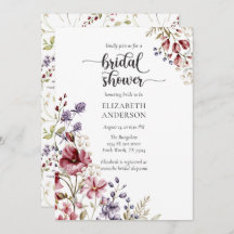Elegante Boho Wildflower Bridal Shower Invitación