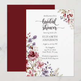 Elegante Boho Wildflower Bridal Shower Invitación