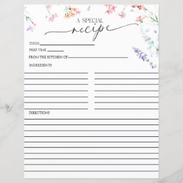 Elegante Boho Wildflower | Tarjetas de receta