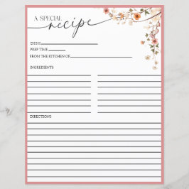 Elegante Boho Wildflower | Tarjetas de receta