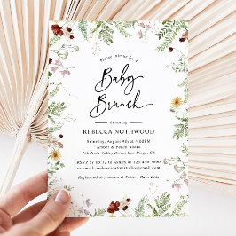 Elegante Boho Wildflowers Baby Brunch Invitación
