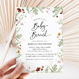 Elegante Boho Wildflowers Baby Brunch Invitación