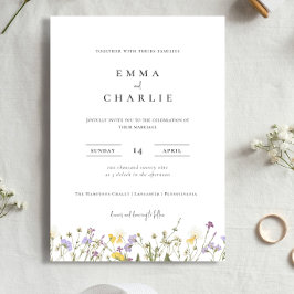 Elegante Boho Wildflowers Invitación a la boda