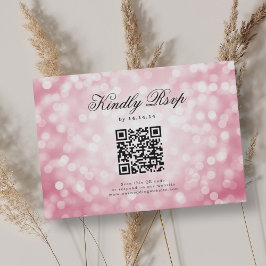 Elegante Bokeh Wedding QR RSVP Luz Rubor Rosa