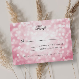 Elegante Bokeh Wedding RSVP Luce rosa Rubor