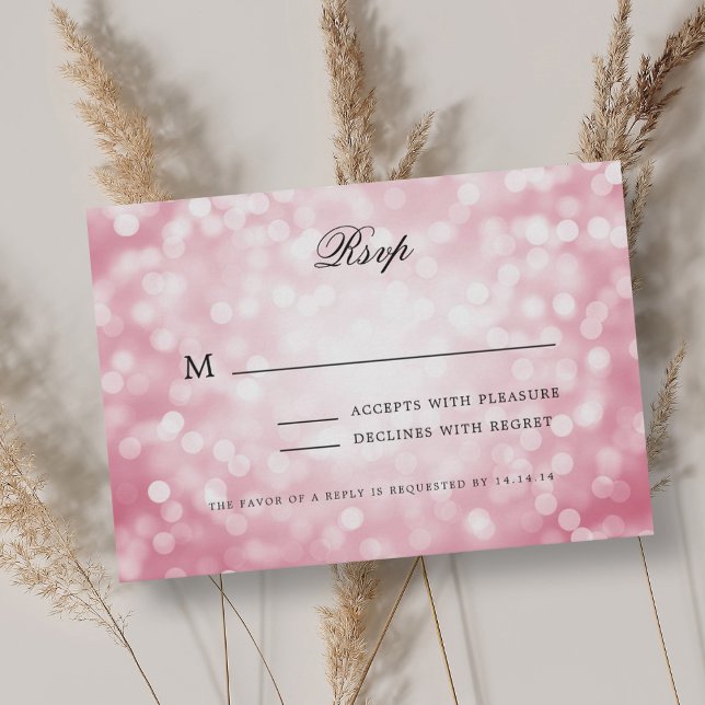 Elegante Bokeh Wedding RSVP Luce rosa Rubor (Elegant Wedding RSVP Bokeh Lights Blush Pink )