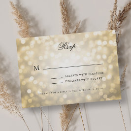 Elegante Bokeh Wedding RSVP Luces de oro vintage