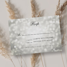 Elegante Bokeh Wedding RSVP Luces Plata Vintage