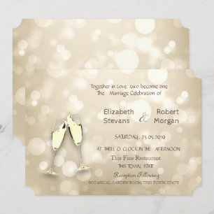 Elegante Bokeh Wine Glasses Invitación a la boda