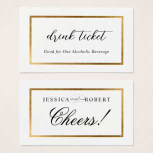 Elegante boleto de bebida Faux Gold Border