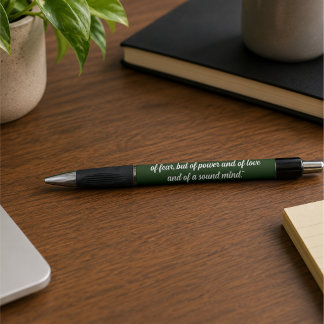 Elegante Bolígrafo Verso Bíblico Verde Oscuro en L