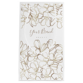 Elegante bolsa de papel blanco floral personalizad