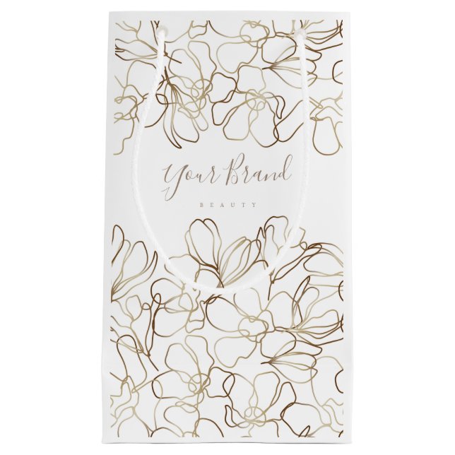 Elegante bolsa de papel blanco floral personalizad (Anverso)