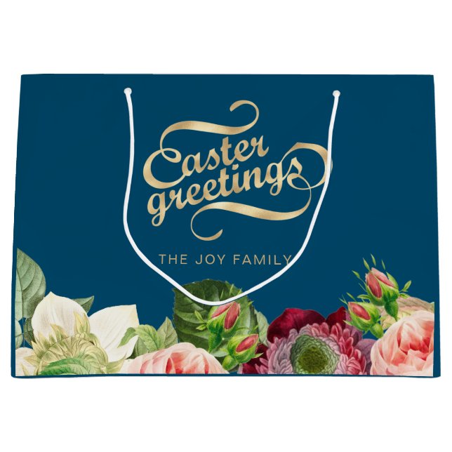 Elegante Bolsa de Regalo Floral Easter Grande (Anverso)