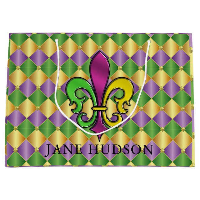 Elegante bolsa de regalo Mardi Gras Fleur De Lis (Anverso)