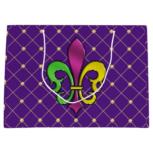 Elegante bolsa de regalo Mardi Gras Fleur De Lis (Anverso)