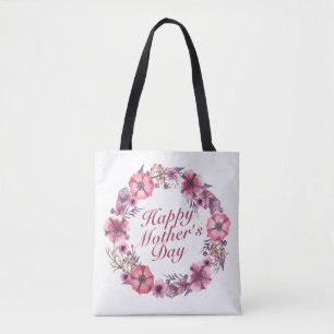 Elegante bolsa de tote con flores en el día de la 