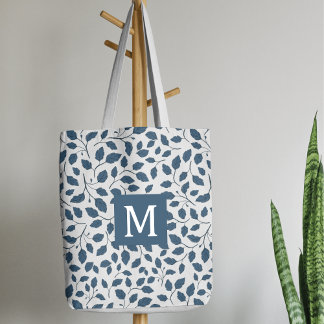 Elegante Bolsa de Tote con hojas botánicas azules