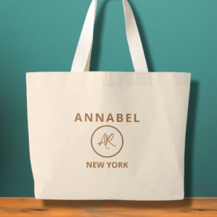 Elegante Bolsa de Tote con Monograma Minimalista d