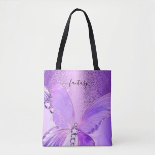 Elegante Bolsa De Tote De Mariposa Púrpura Girona