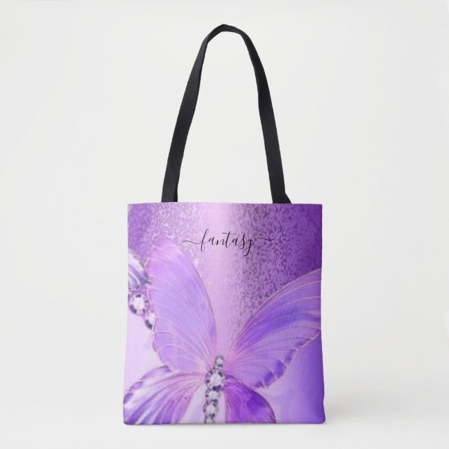 Elegante Bolsa De Tote De Mariposa Púrpura Girona (Anverso)