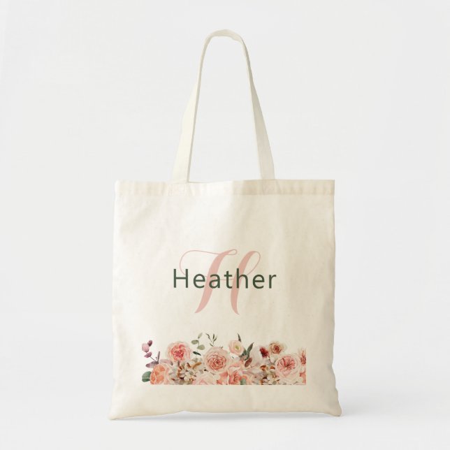 Elegante Bolsa De Tote Floral (Frente)