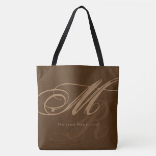 elegante bolsa de tote marrón monograma de impresi