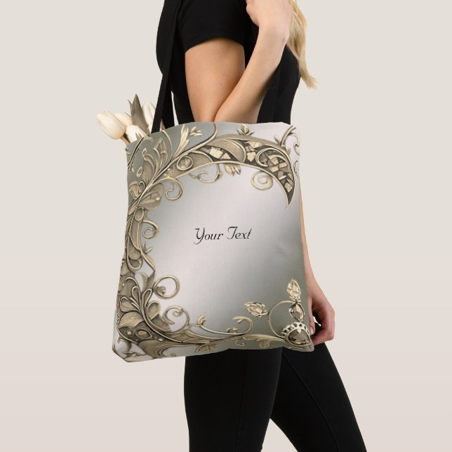 Elegante Bolsa De Tote Moderna Decorada En Oro (Detalle)