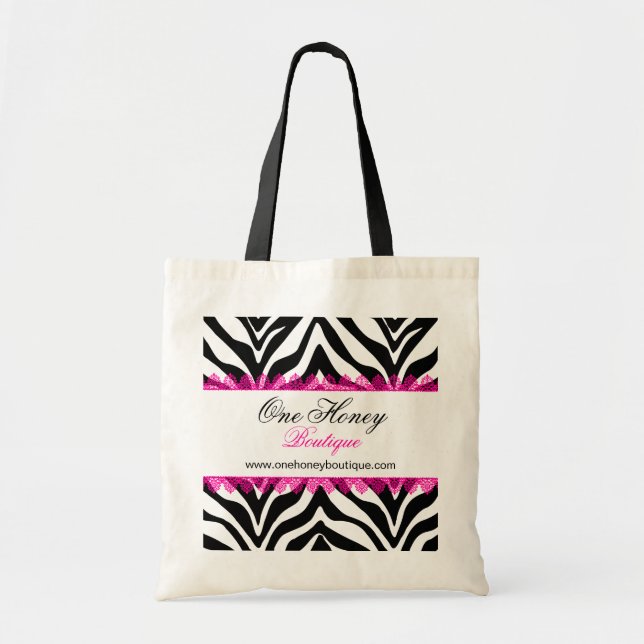 Elegante bolsa personalizada de impresión de cebra (Frente)