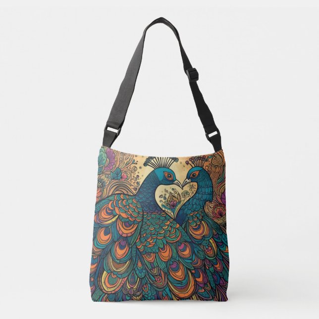 Elegante bolso de tote pájaros pavos reales cita i (Anverso)