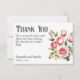 Elegante Bonito Rosa Boda Gracias Tarjeta