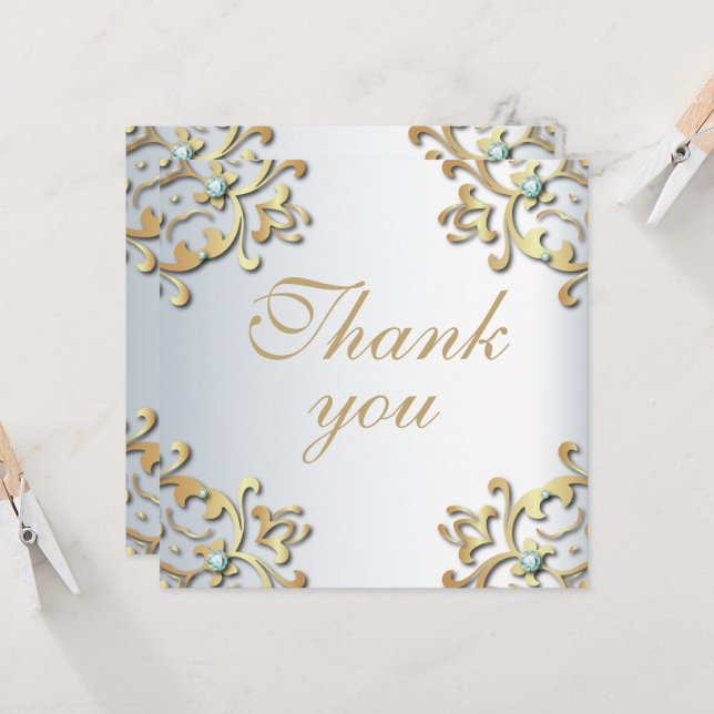 Elegante Borde Barroco Oro En Boda Plateado (Anverso/Reverso In Situ)