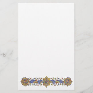Elegante borde dorado con estatua de hojas azules