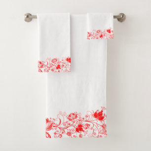 Elegante borde floral de Swirls Rojo